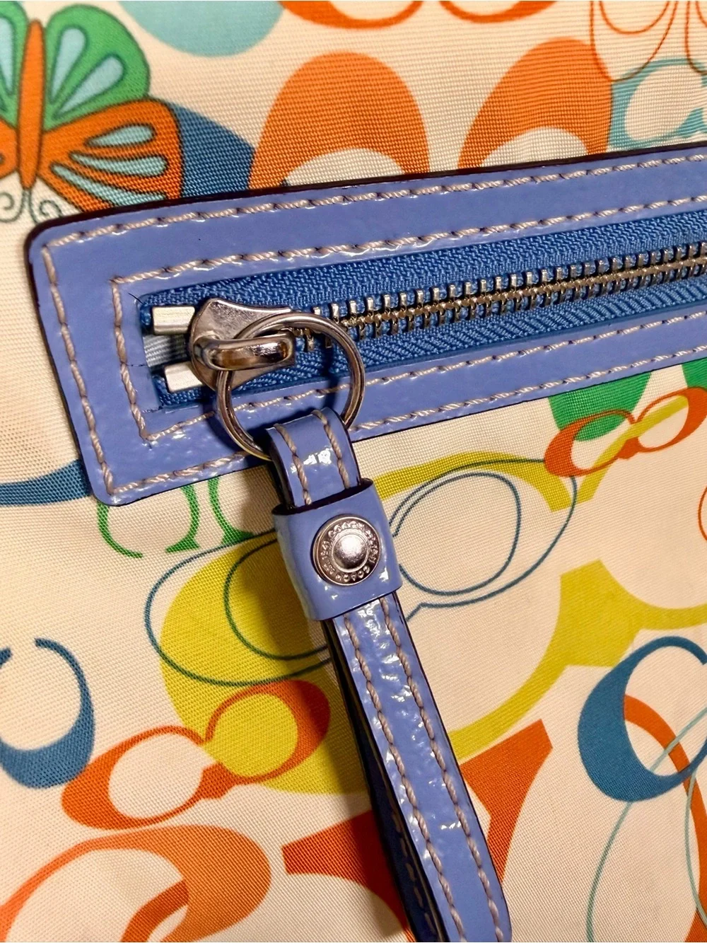 Coach Optic Print/Coach Butterfly Crossbody with Blue Strap